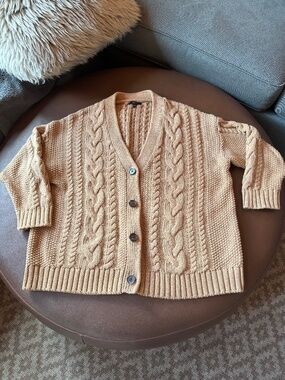 Quince 100% Cotton Cable Cardigan XS